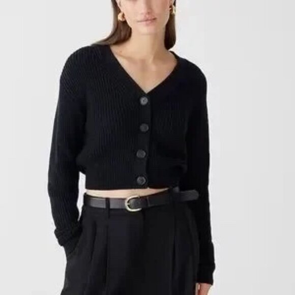 J.Crew Cotton-blend cropped V-neck cardigan sweater | Medium| Heather Dove| NWOT - Picture 7 of 7